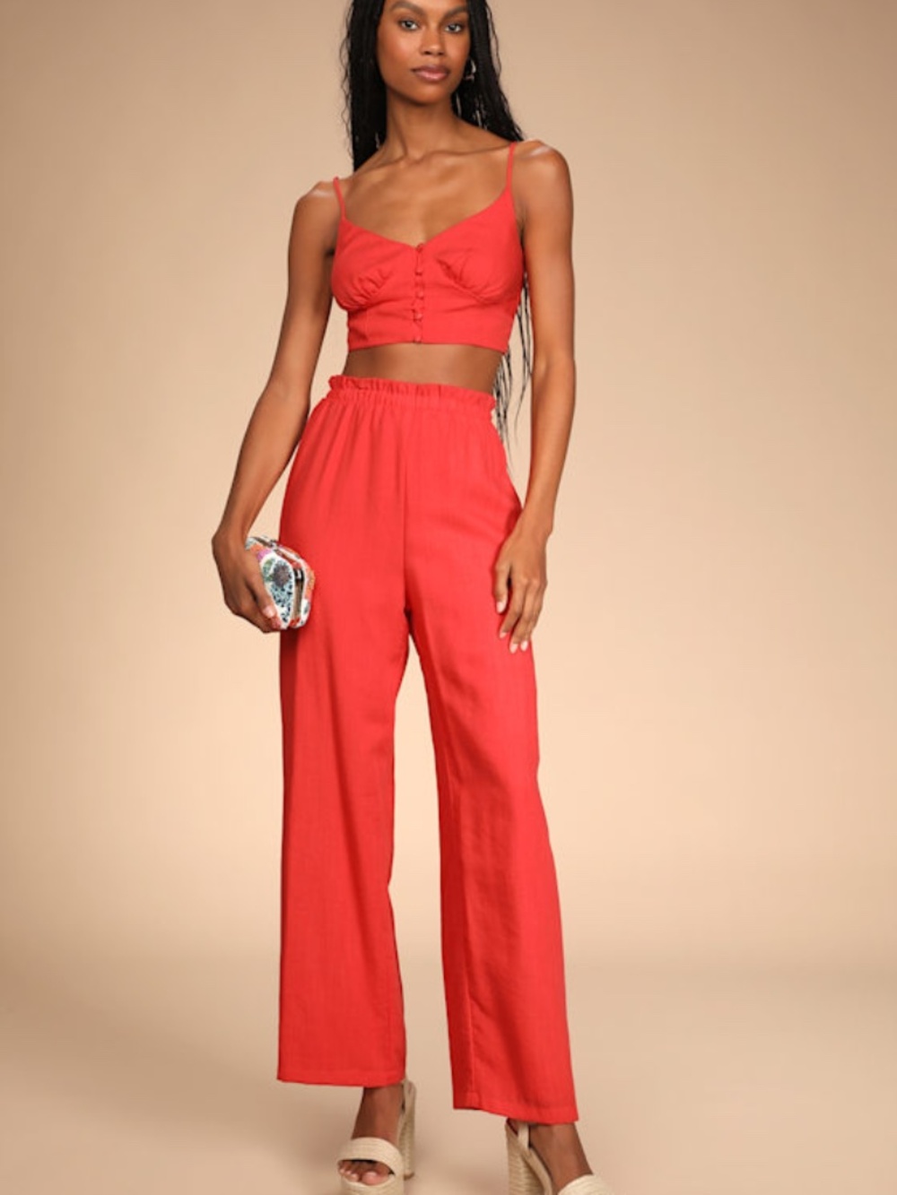 Lulus Sensational Summer Coral Pink Wide-leg Two-piece Jumpsuit - Size S